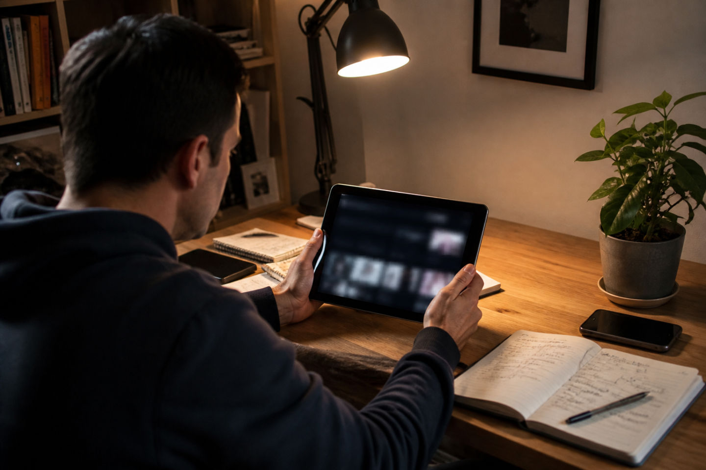 individual exploring deep web resources on a tablet