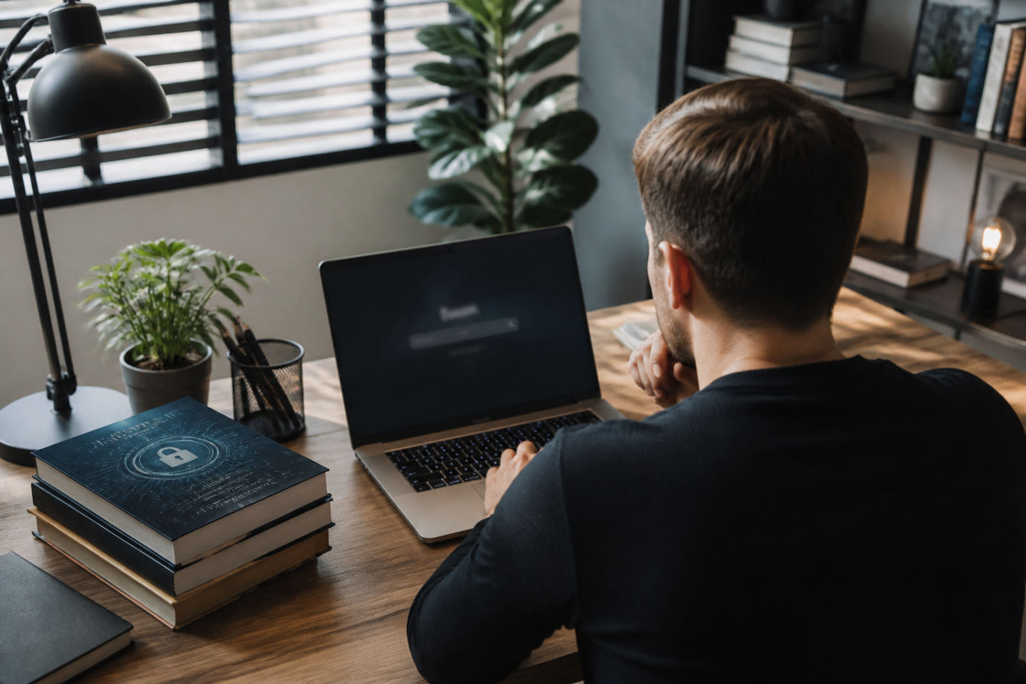 individual researching dark web links at a desk