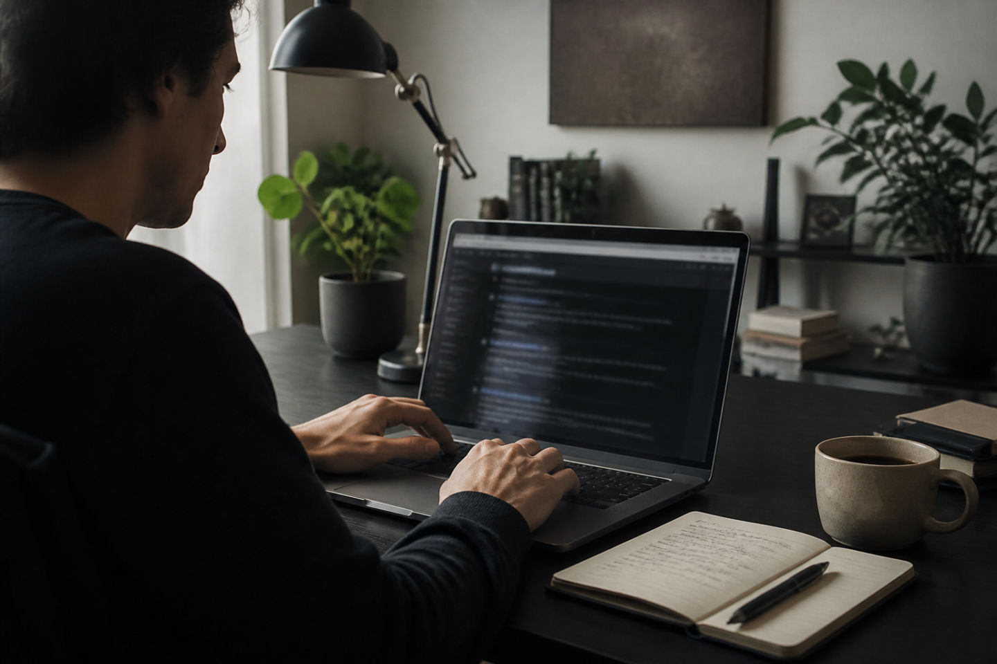 user examining dark web resources on a laptop
