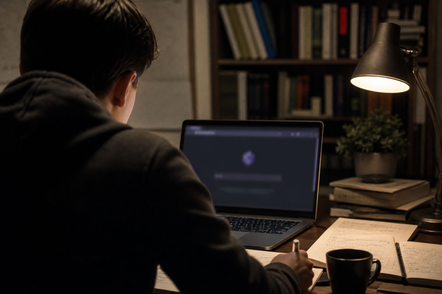individual studying onion links on laptop