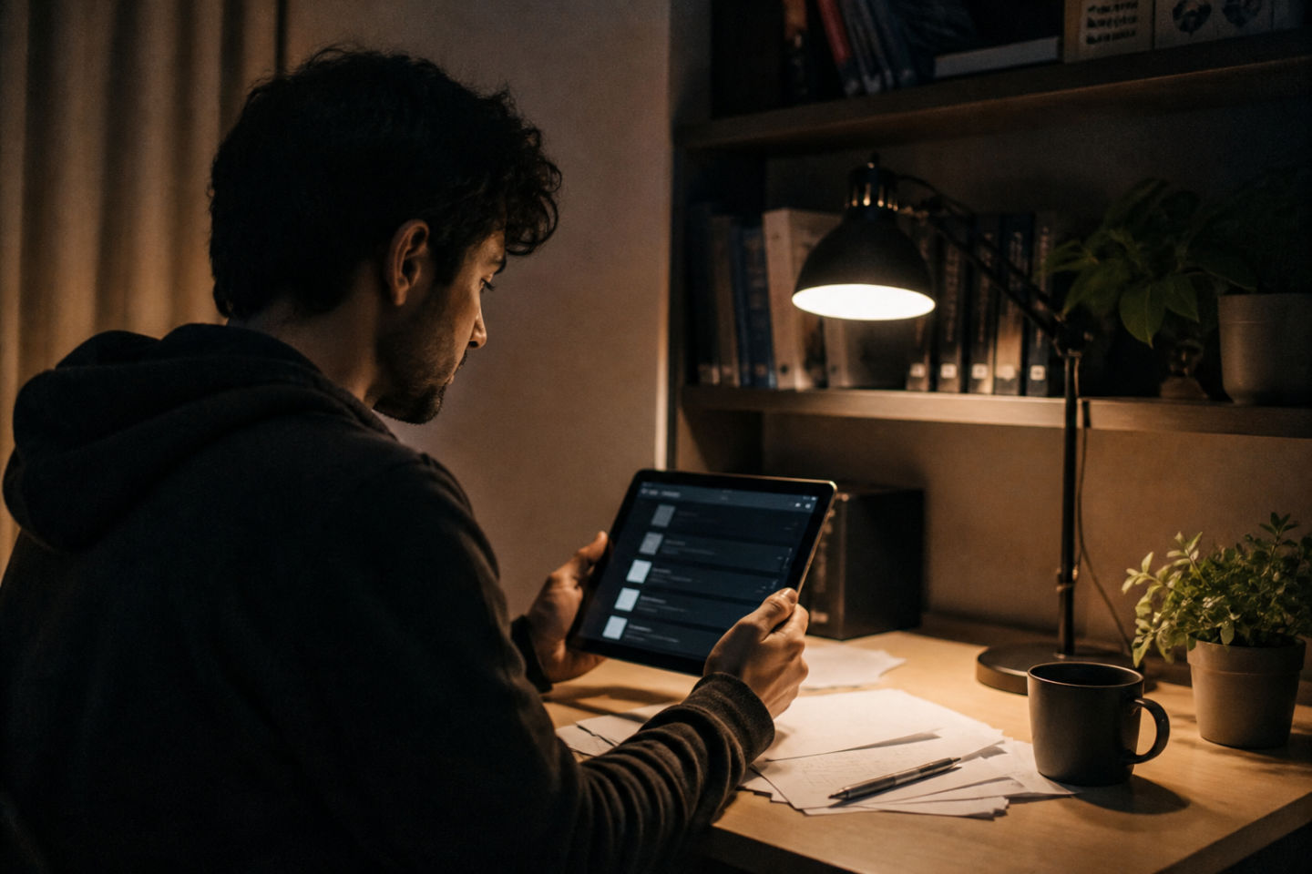 individual exploring dark web on a tablet