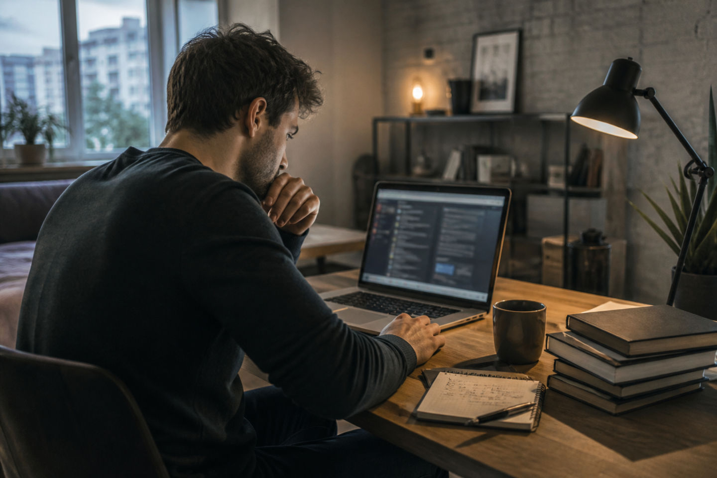 person researching dark web links on laptop