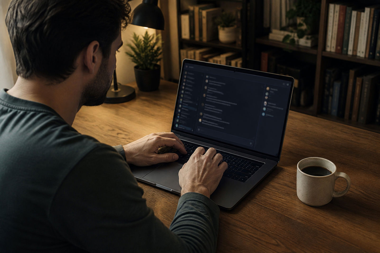 individual using laptop for dark web chat